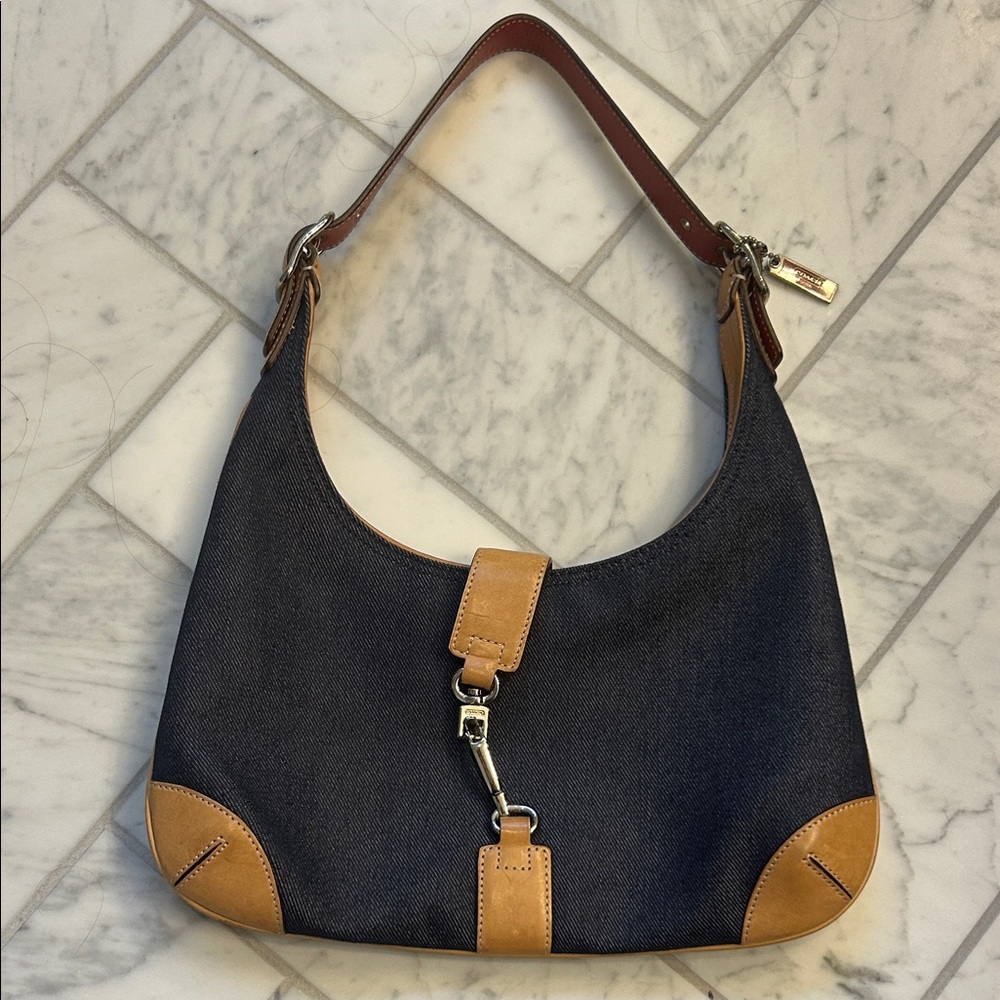 Coach Tan and denim Hobo Bag with Classic Design
